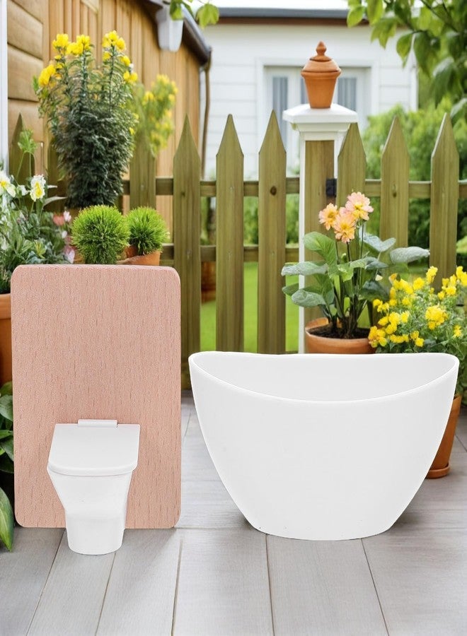 JOINPAYA Dollhouse Bathroom Set: 1:12 Scale Shower Room Model Miniature Toilet Bathtub Basin Cabinet with Sink for Dollhouse Accessories - Image 3